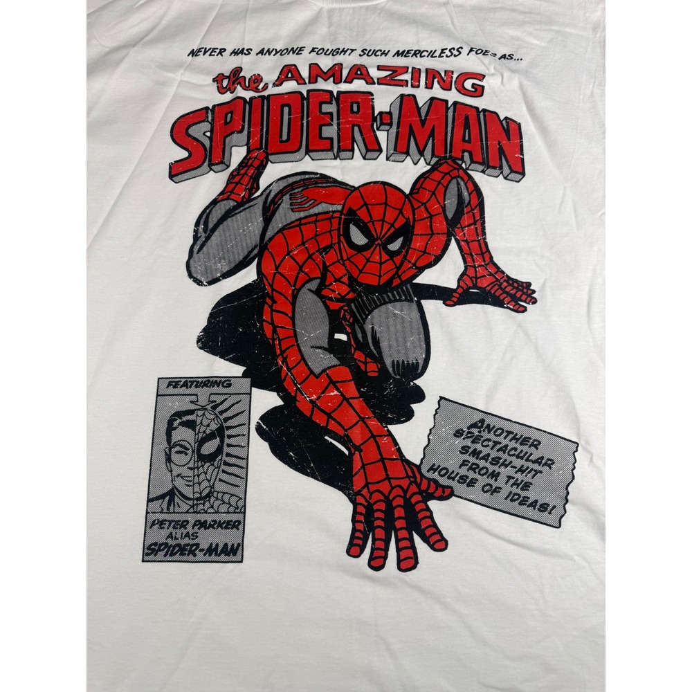 CVLA Marvel The Amazing Spider-Man Graphic T-Shirt White XL Comic Book Retro Tee